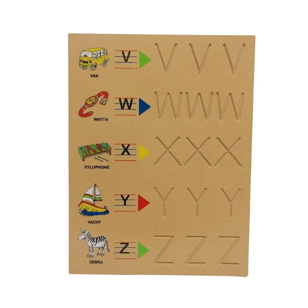 HILIFE English Uppercase Alphabet Tracing Board | Wooden ABC Capital Letters with Picture Word Association | Educational Toy for Preschool Kids - Naivri