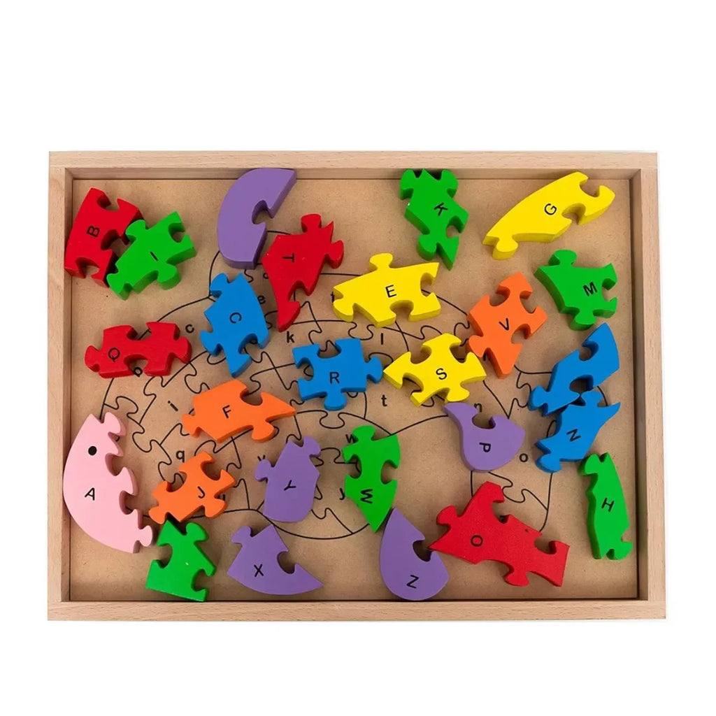 HILIFE Fish Alphabet Puzzle | Wooden Fish Alphabet Colorful Educational Puzzle Board for Toddlers & Kids – Multi-Colored Learning Toy for Kids 3 Years+ - Naivri