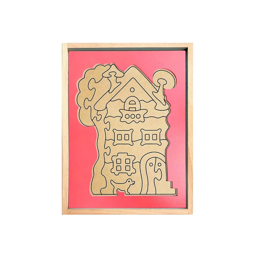 HILIFE House 3D Shape 2 Layer Puzzle | Wooden Educational Puzzle Board for Toddlers & Kids | Colorful Shape Sorting Learning Toy for Age 3+ - Naivri