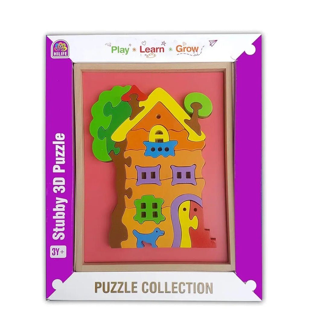 HILIFE House 3D Shape 2 Layer Puzzle | Wooden Educational Puzzle Board for Toddlers & Kids | Colorful Shape Sorting Learning Toy for Age 3+ - Naivri