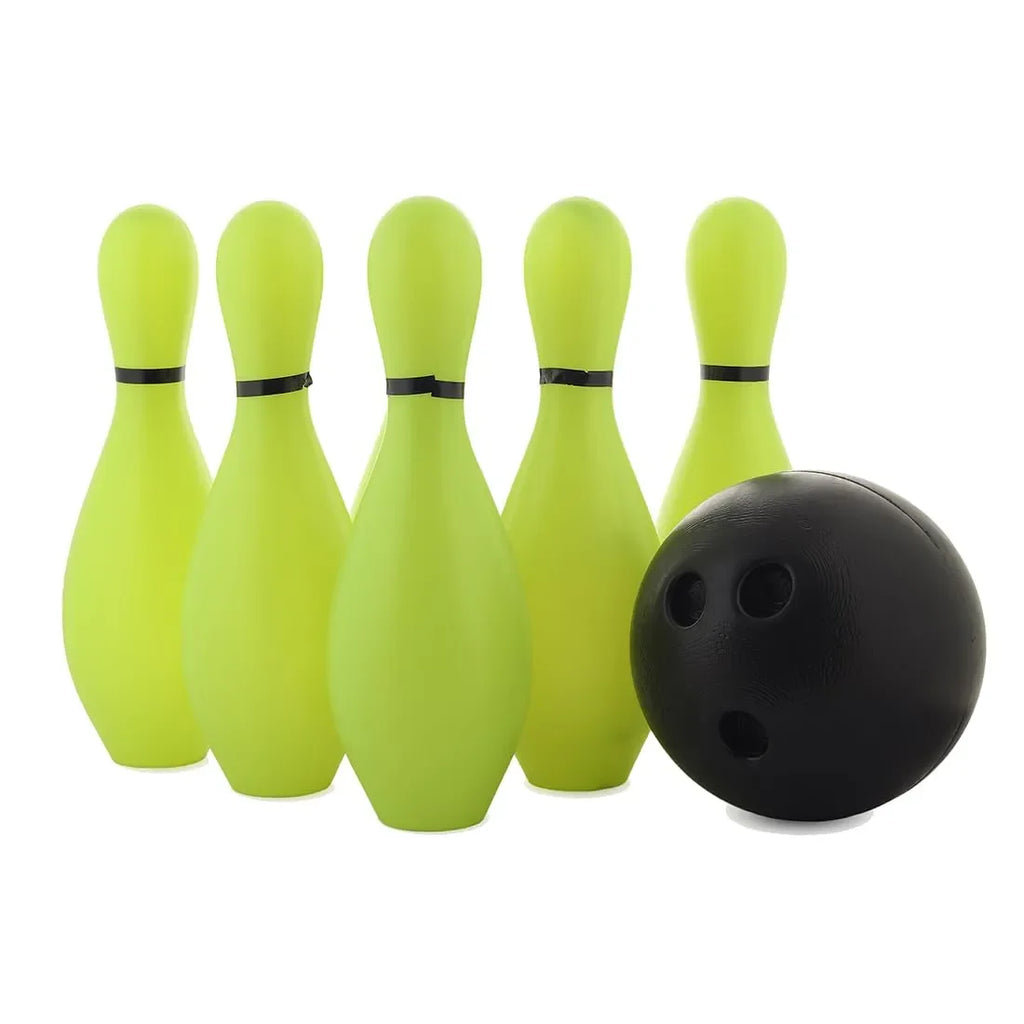 HILIFE Kids Bowling Set with 5 Neon Green Pins and Black Ball – Indoor Play Game for Toddlers and Kids - Naivri
