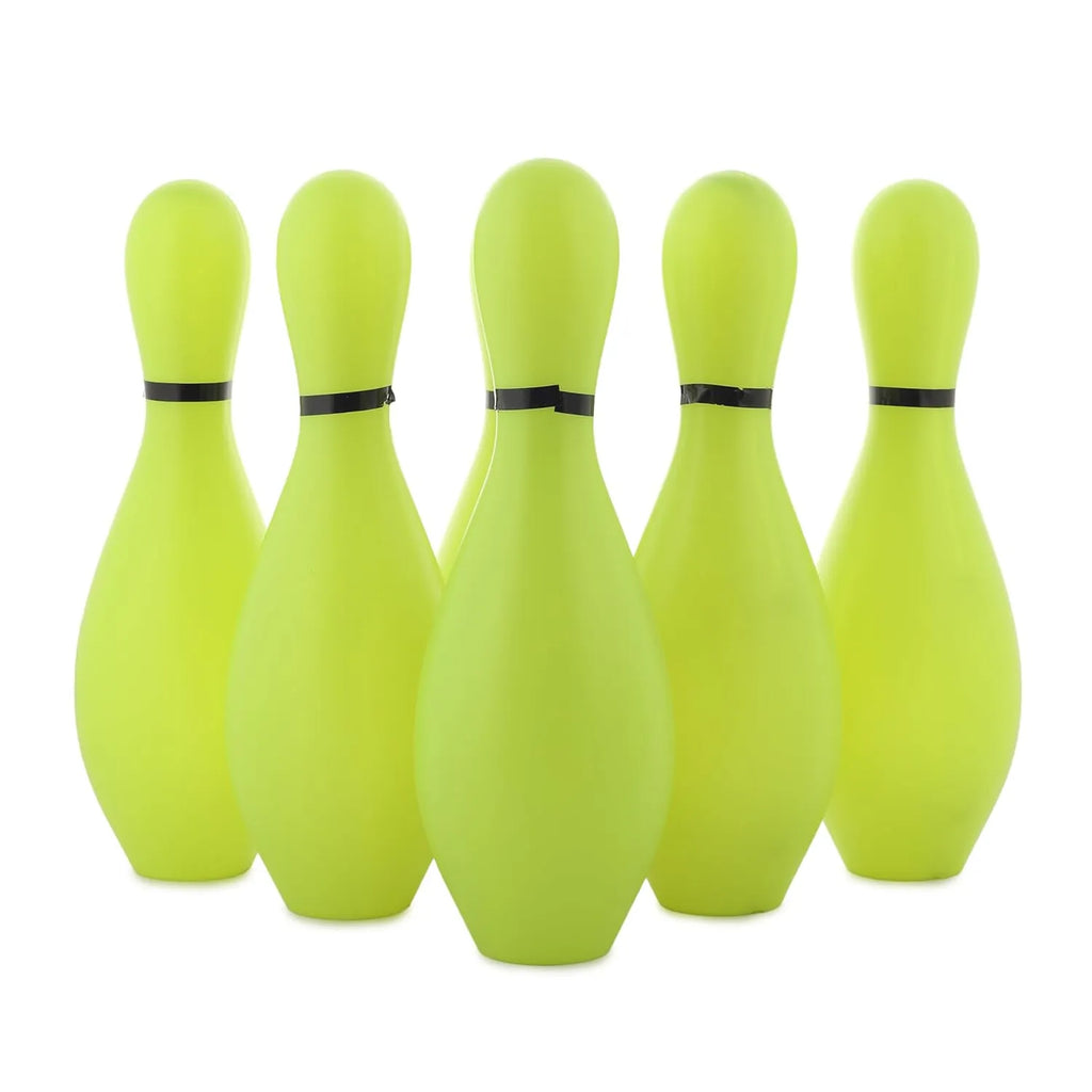 HILIFE Kids Bowling Set with 5 Neon Green Pins and Black Ball – Indoor Play Game for Toddlers and Kids - Naivri