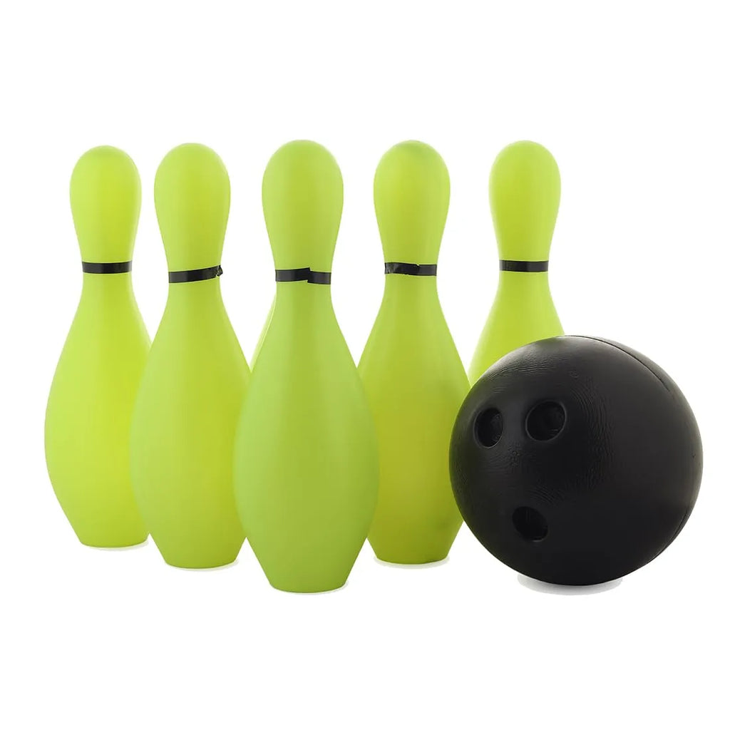 HILIFE Kids Bowling Set with 5 Neon Green Pins and Black Ball – Indoor Play Game for Toddlers and Kids - Naivri