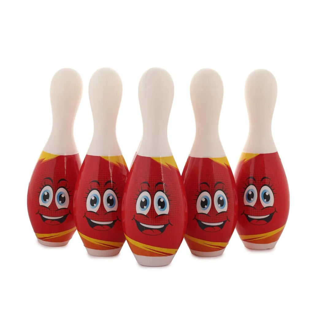 HILIFE Kids Bowling Set with 5 Pins and Ball – Indoor Play Game (Red and White) - Naivri