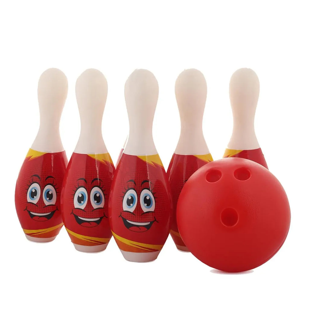 HILIFE Kids Bowling Set with 5 Pins and Ball – Indoor Play Game (Red and White) - Naivri