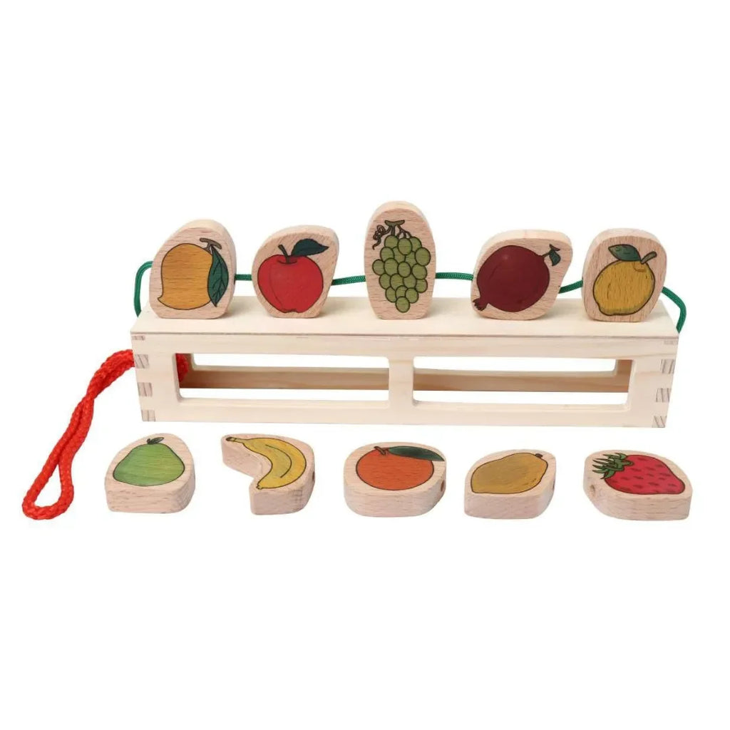 HILIFE Kids Lacing Wooden Puzzle Toy (129) – Fruit Matching & Fine Motor Skill Development Set - Naivri