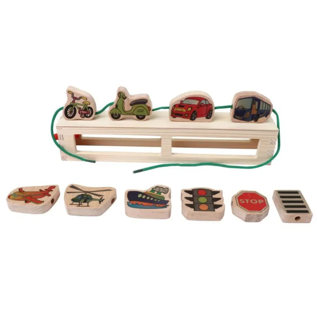 HILIFE Kids Lacing Wooden Toys (131) – Educational Vehicle Puzzle with Storage Box - Naivri
