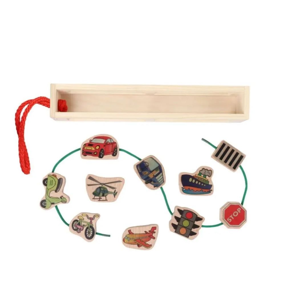 HILIFE Kids Lacing Wooden Toys (131) – Educational Vehicle Puzzle with Storage Box - Naivri