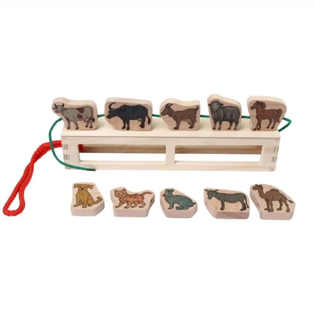 HILIFE Kids Lacing Wooden Toys (132) – Educational Animal Puzzle with Storage Box - Naivri
