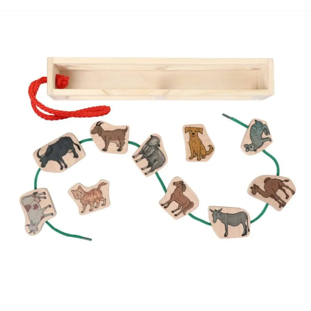 HILIFE Kids Lacing Wooden Toys (132) – Educational Animal Puzzle with Storage Box - Naivri