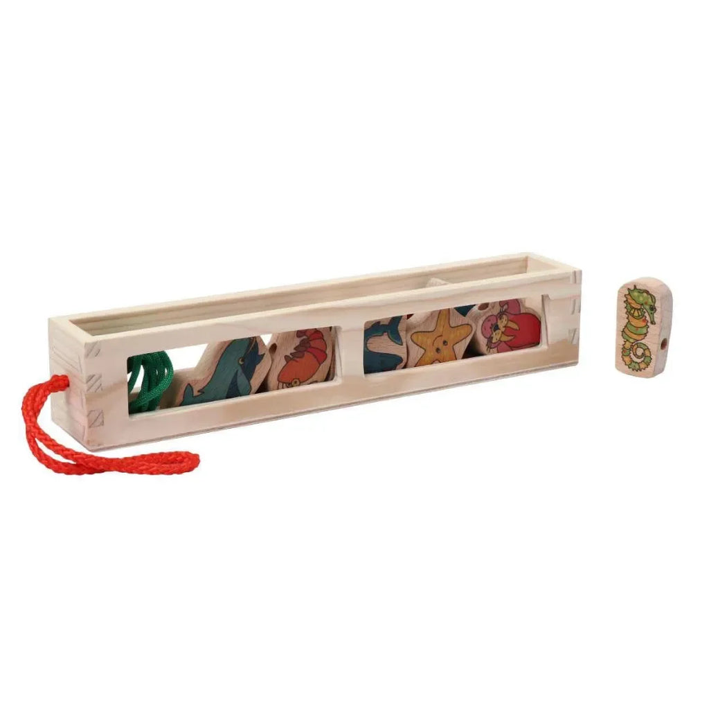 HILIFE Kids Lacing Wooden Toys (134) – Educational Sea Animal Puzzle with Storage Box - Naivri