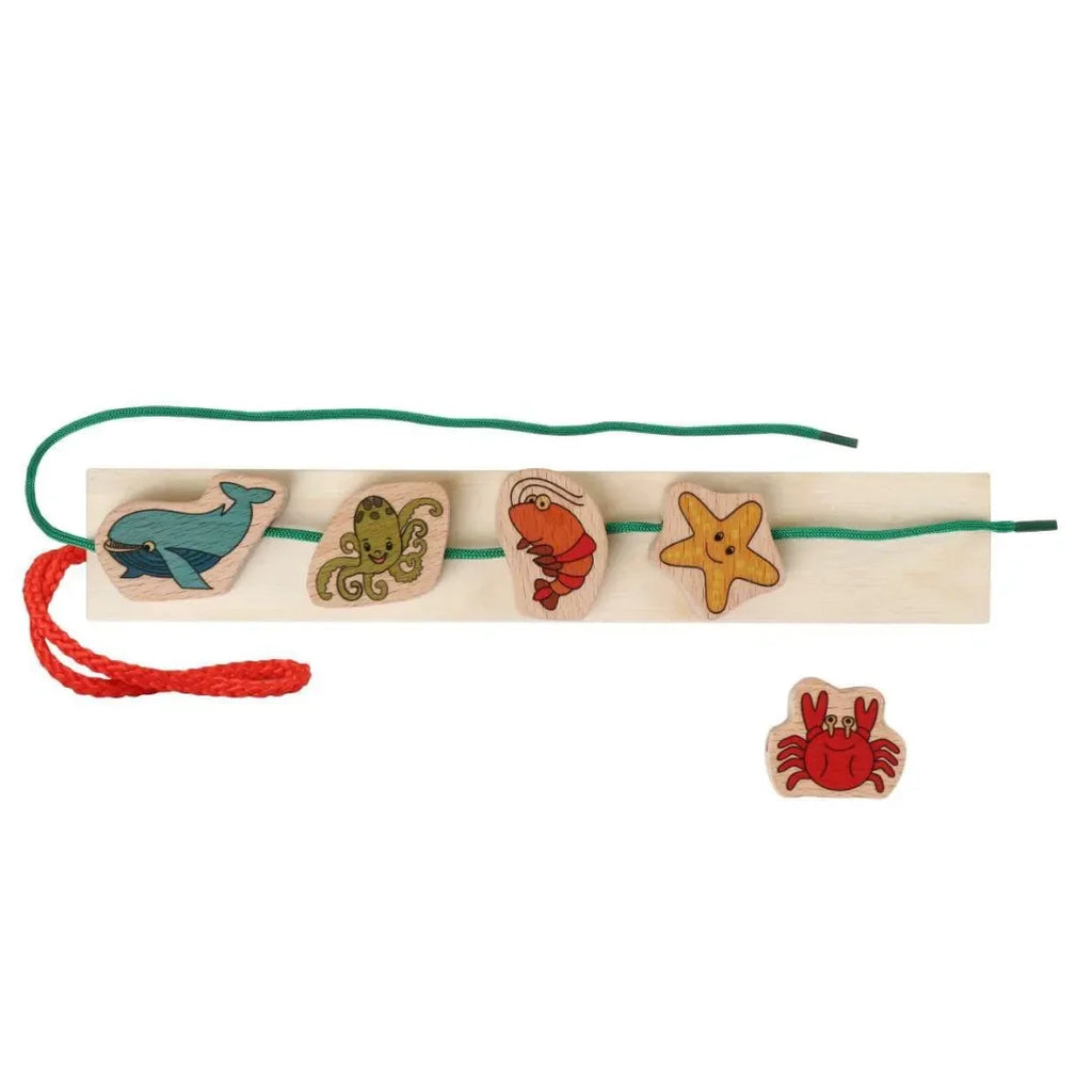 HILIFE Kids Lacing Wooden Toys (134) – Educational Sea Animal Puzzle with Storage Box - Naivri