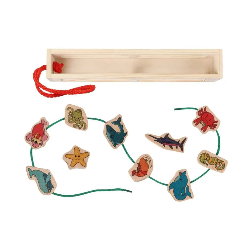 HILIFE Kids Lacing Wooden Toys (134) – Educational Sea Animal Puzzle with Storage Box - Naivri