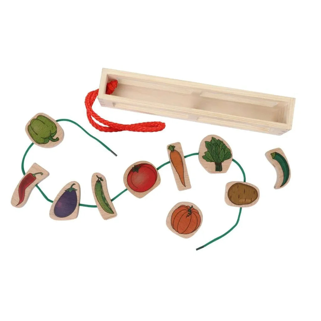 HILIFE Kids Vegetable Lacing Wooden Toy (130) – Educational Puzzle with Storage Box - Naivri