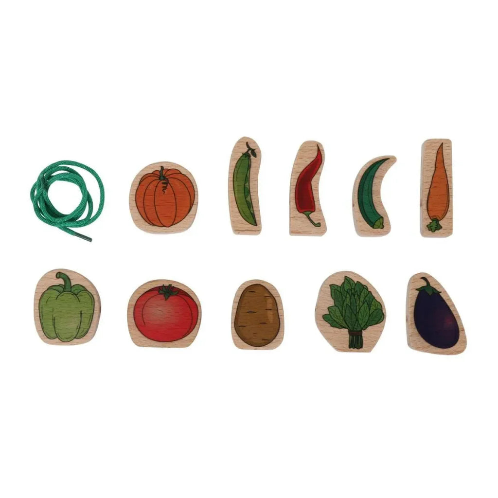 HILIFE Kids Vegetable Lacing Wooden Toy (130) – Educational Puzzle with Storage Box - Naivri