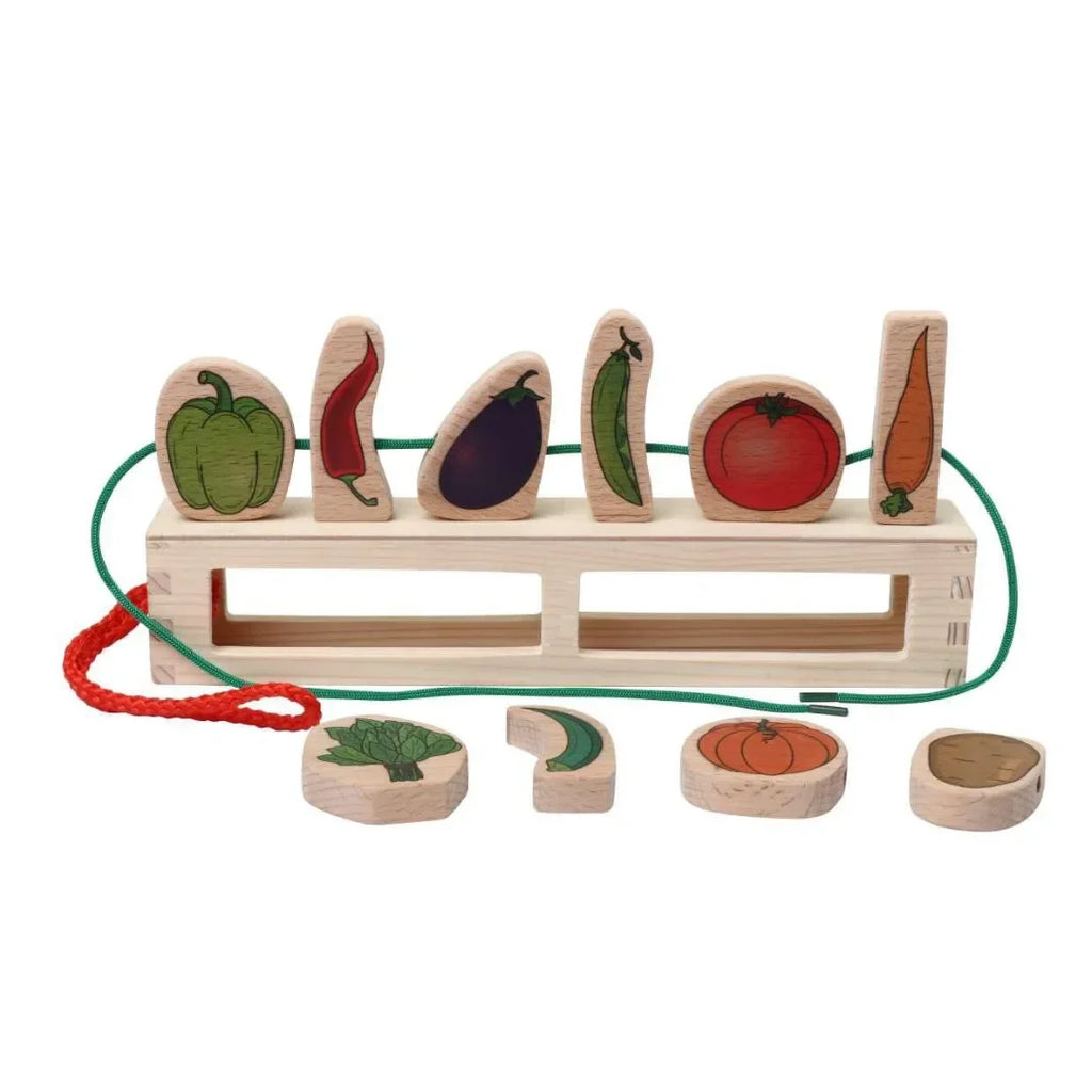 HILIFE Kids Vegetable Lacing Wooden Toy (130) – Educational Puzzle with Storage Box - Naivri