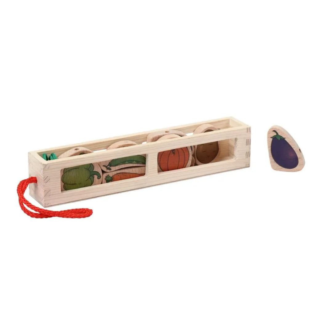 HILIFE Kids Vegetable Lacing Wooden Toy (130) – Educational Puzzle with Storage Box - Naivri