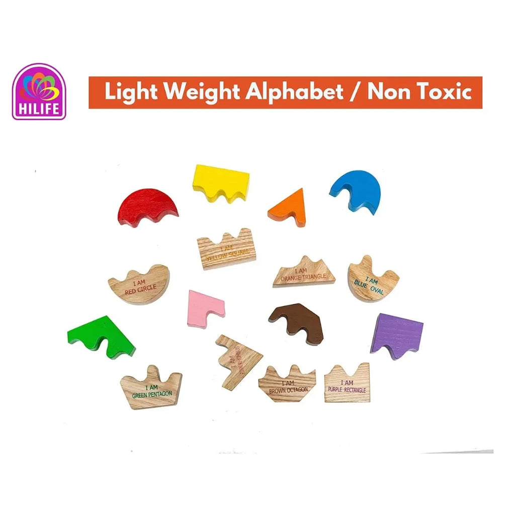 HILIFE Match The Shape Puzzle for Kids | 3-Layer Wooden Color & Shape Recognition Educational Puzzle Board for Toddlers Age 3+ | Montessori-Inspired Learning Toy – Multicolour - Naivri