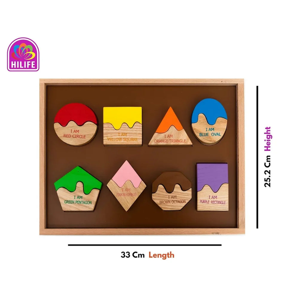 HILIFE Match The Shape Puzzle for Kids | 3-Layer Wooden Color & Shape Recognition Educational Puzzle Board for Toddlers Age 3+ | Montessori-Inspired Learning Toy – Multicolour - Naivri