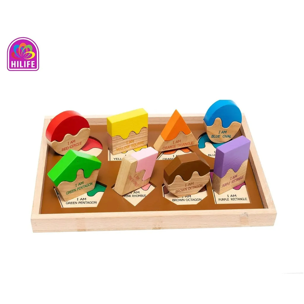 HILIFE Match The Shape Puzzle for Kids | 3-Layer Wooden Color & Shape Recognition Educational Puzzle Board for Toddlers Age 3+ | Montessori-Inspired Learning Toy – Multicolour - Naivri