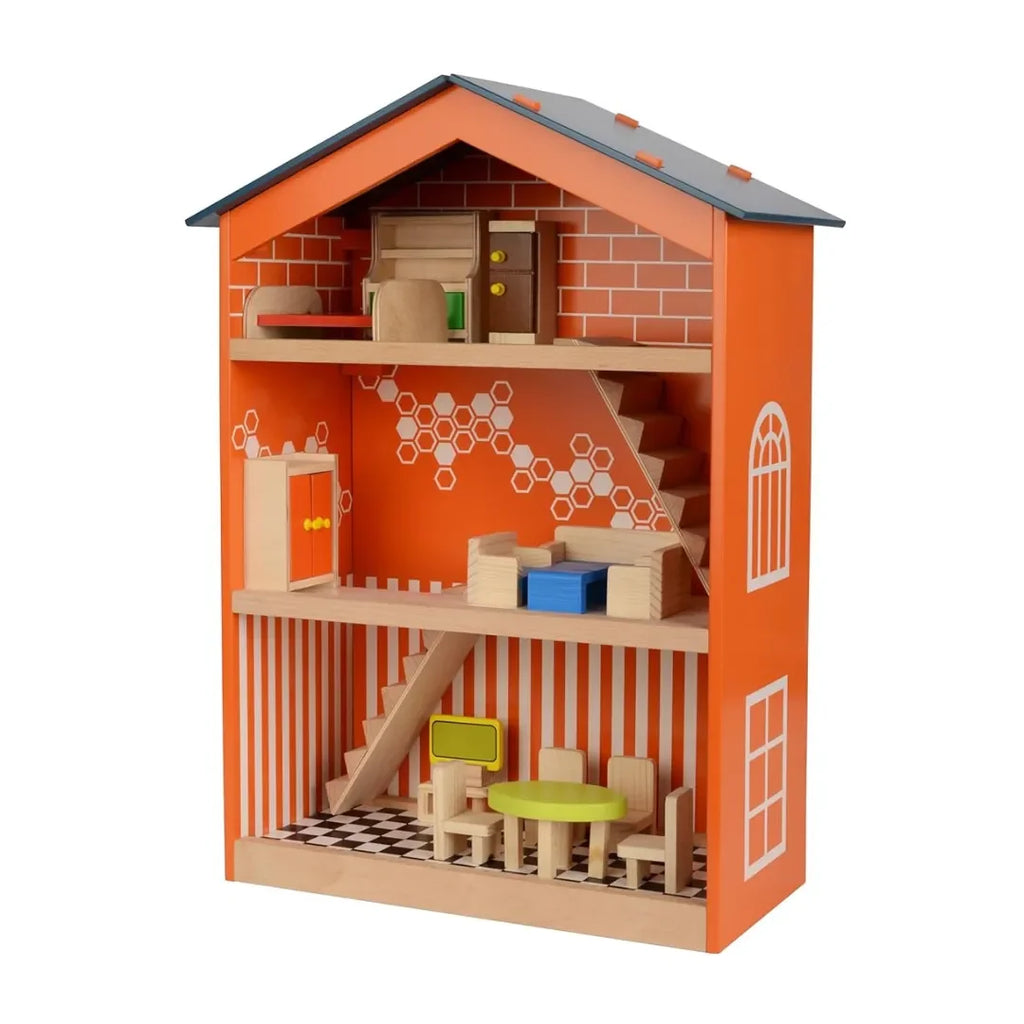 Hilife Mini Lovely Luxurious Doll House | 3-Storey Wooden Playhouse with Furniture & Accessories for Kids 3 Years and Above - Naivri