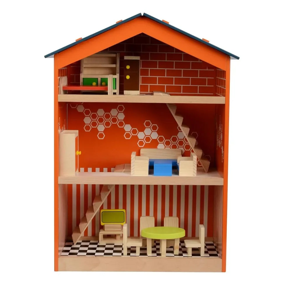 Hilife Mini Lovely Luxurious Doll House | 3-Storey Wooden Playhouse with Furniture & Accessories for Kids 3 Years and Above - Naivri