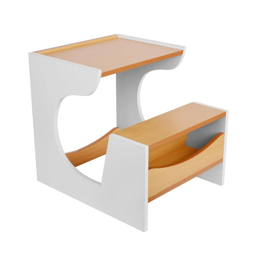 HILIFE Modern Kids Study Desk and Bench Set – Wooden Table & Bench Combo | White & Natural Wood Finish | Space-Saving Design for Kids’ Study & Activity Time - Naivri