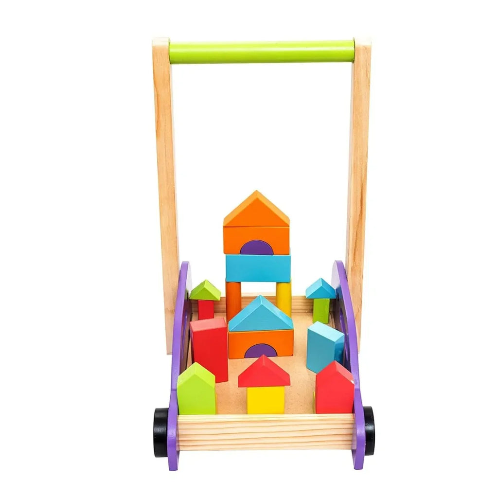 HILIFE Roll & Run Puzzle Cart Wooden Walker with Puzzle Blocks | Push & Pull Toy for Toddlers Age 3+ | Montessori-Inspired Activity Cart for Balance, Coordination & Motor Skills - Naivri