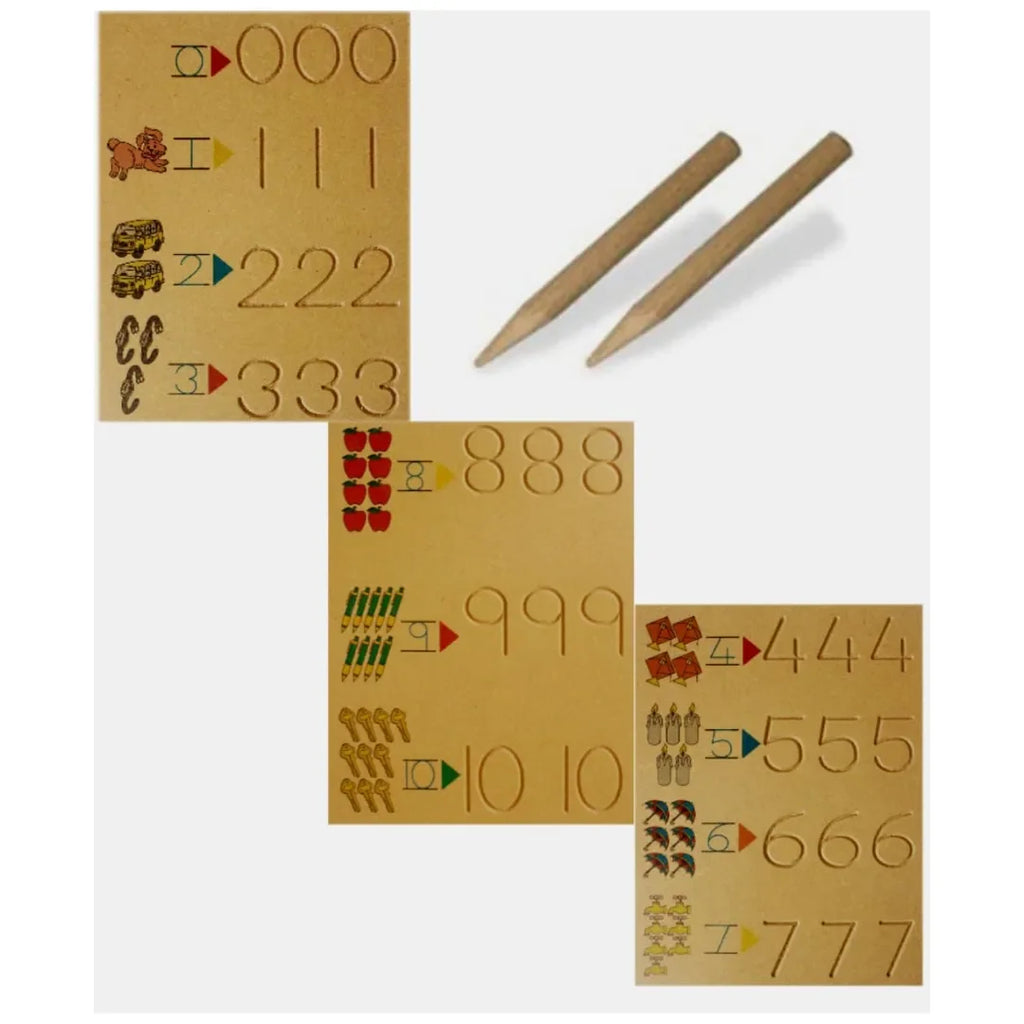HILIFE Tiny Tots 123 Tracing & Picture Board – Wooden Number Tracing Board with Counting Objects for Kids - Naivri