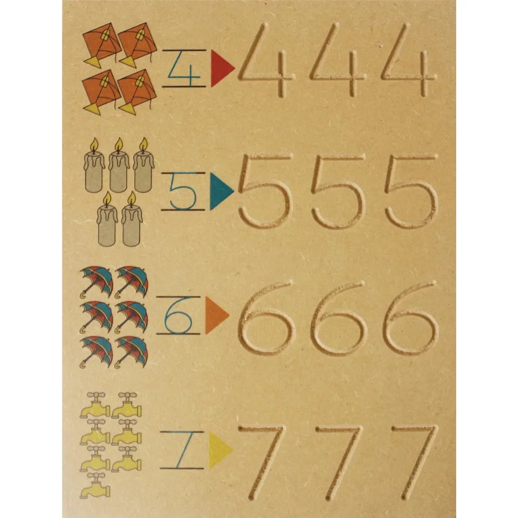 HILIFE Tiny Tots 123 Tracing & Picture Board – Wooden Number Tracing Board with Counting Objects for Kids - Naivri