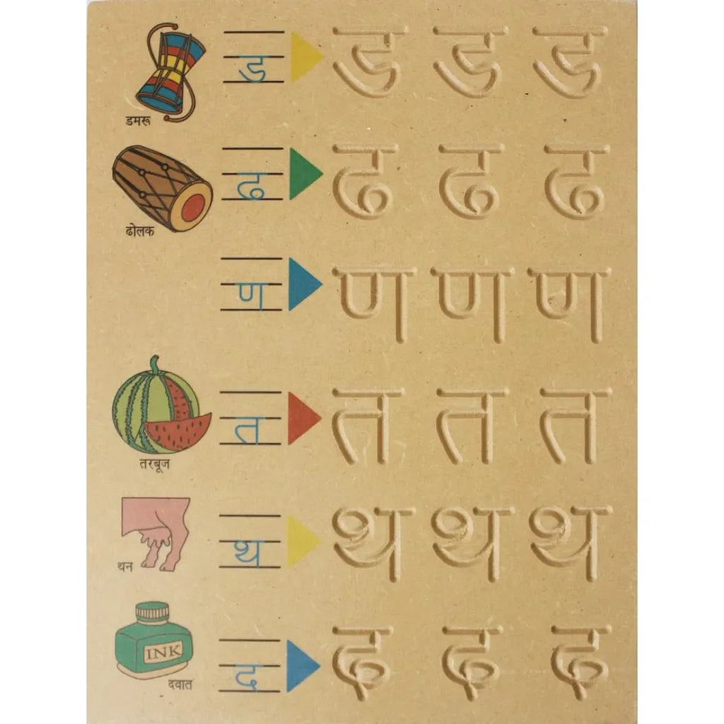 HILIFE Tiny Tots कखग Tracing & Word Board – Wooden Hindi Consonants Learning Board with Picture Words for Kids - Naivri