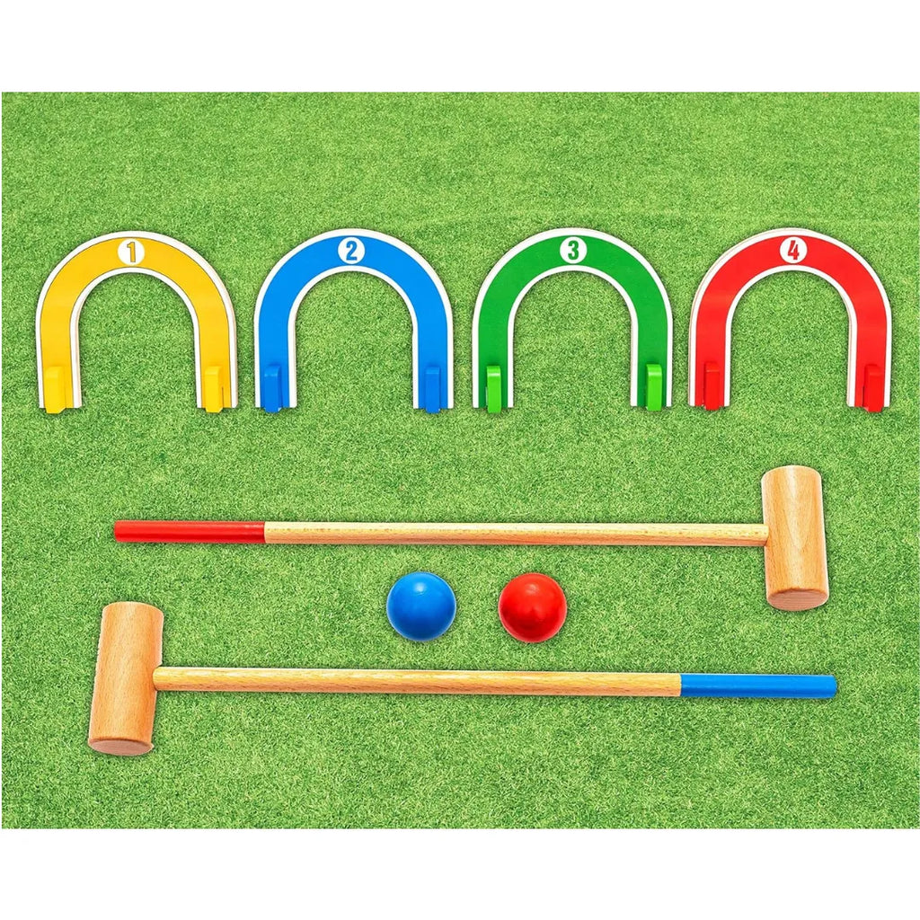 HILIFE Toddler's Colourful Croquet Set | Wooden Indoor & Outdoor Sports Playset for Kids 3 Years and Above – Multicolor - Naivri