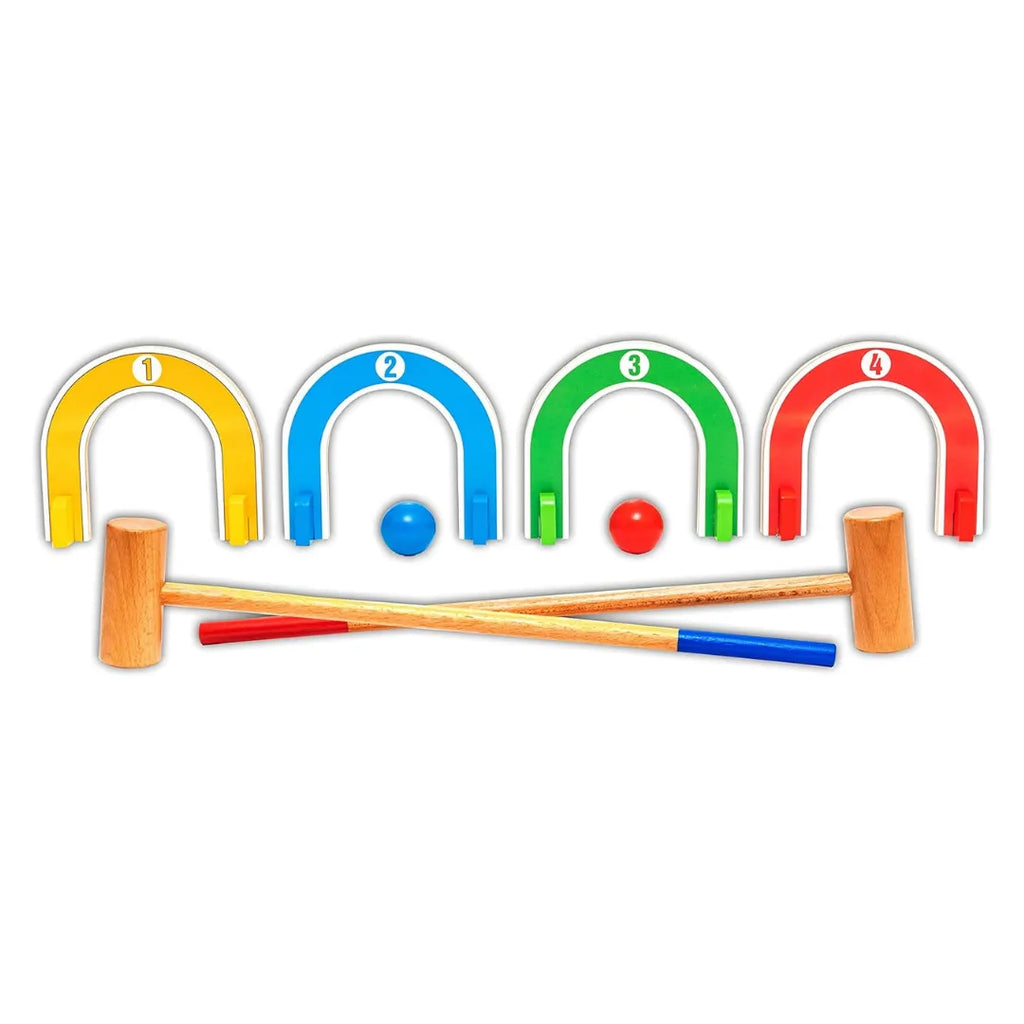 HILIFE Toddler's Colourful Croquet Set | Wooden Indoor & Outdoor Sports Playset for Kids 3 Years and Above – Multicolor - Naivri