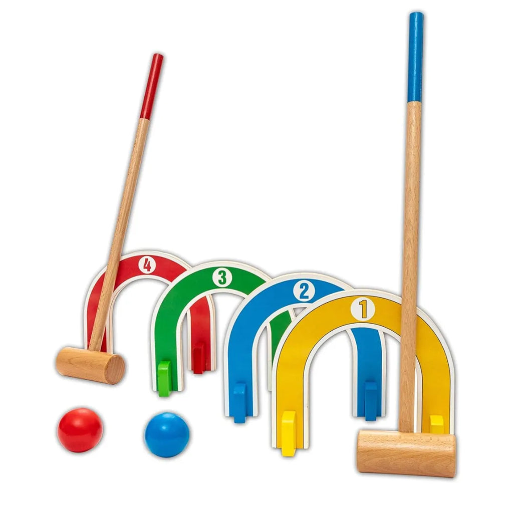 HILIFE Toddler's Colourful Croquet Set | Wooden Indoor & Outdoor Sports Playset for Kids 3 Years and Above – Multicolor - Naivri