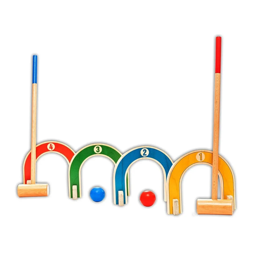 HILIFE Toddler's Colourful Croquet Set | Wooden Indoor & Outdoor Sports Playset for Kids 3 Years and Above – Multicolor - Naivri