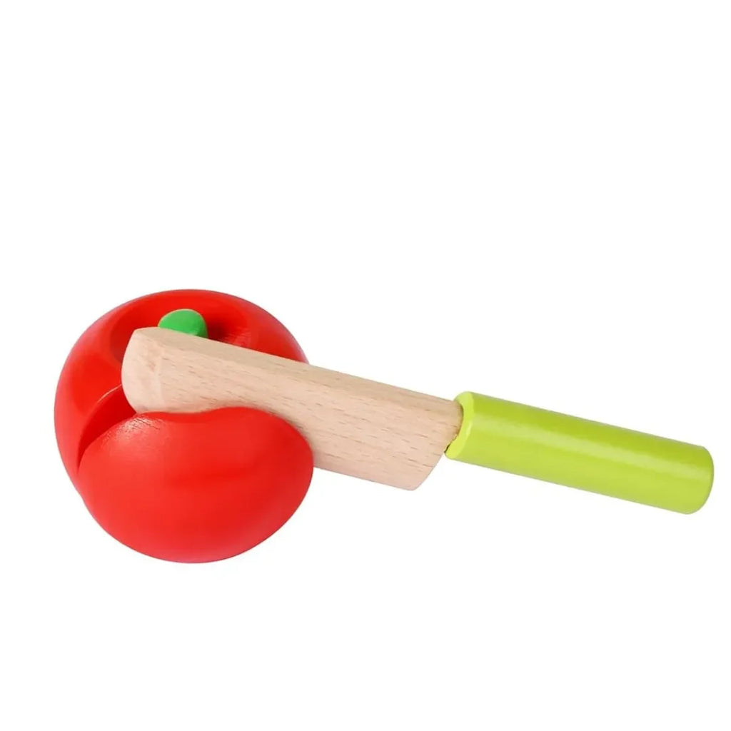 HILIFE Wooden Play Food Set – Sliceable Vegetables and Fruits with Wooden Knife – Montessori Pretend Kitchen Toy for Kids – Educational Cutting Practice Toy – Made from Safe & Durable Wood - Naivri