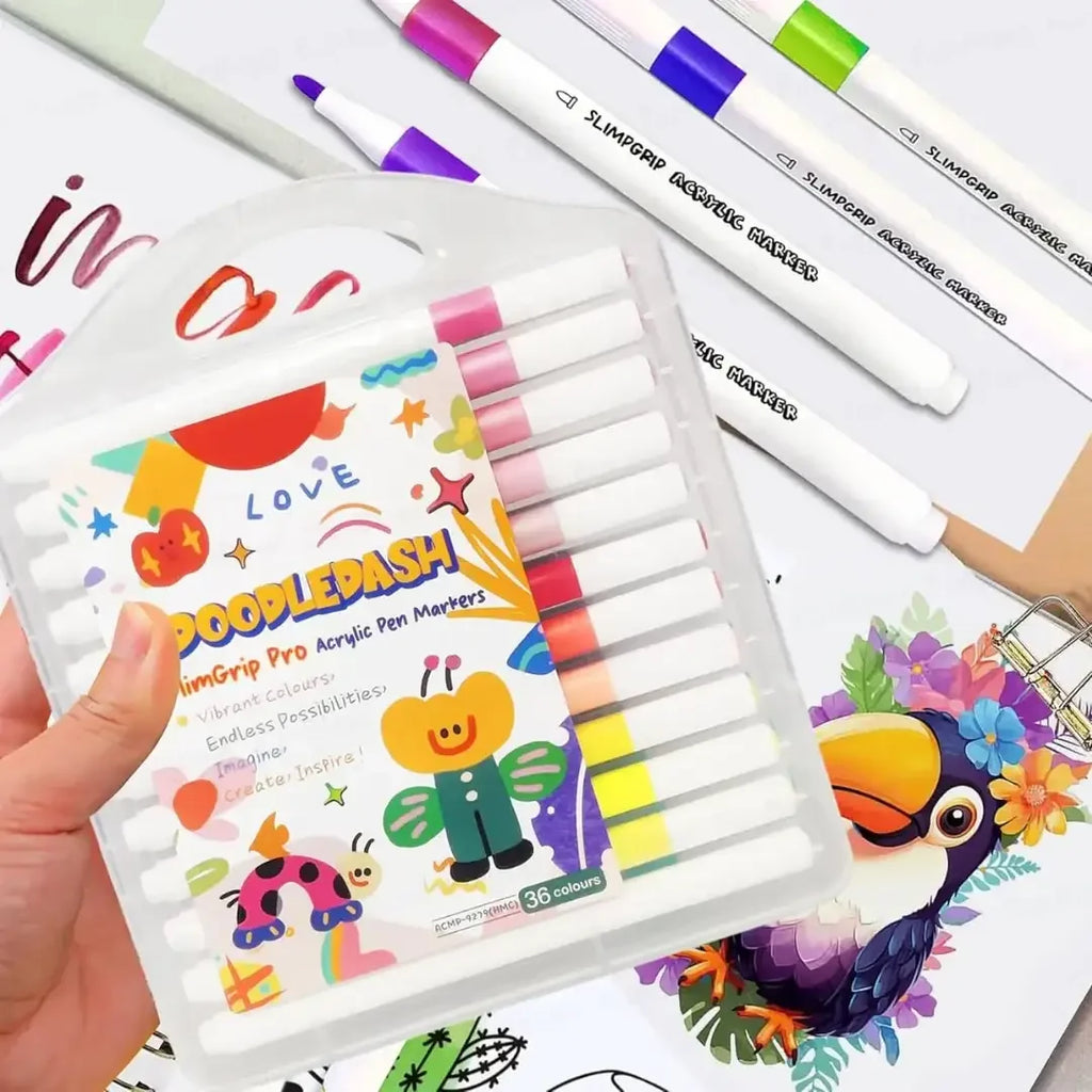 Himic Acrylic Paint Marker Set – 36 Vibrant Water-Based Colors for Multi-Surface Art & DIY Creations (3 Years+) - Naivri