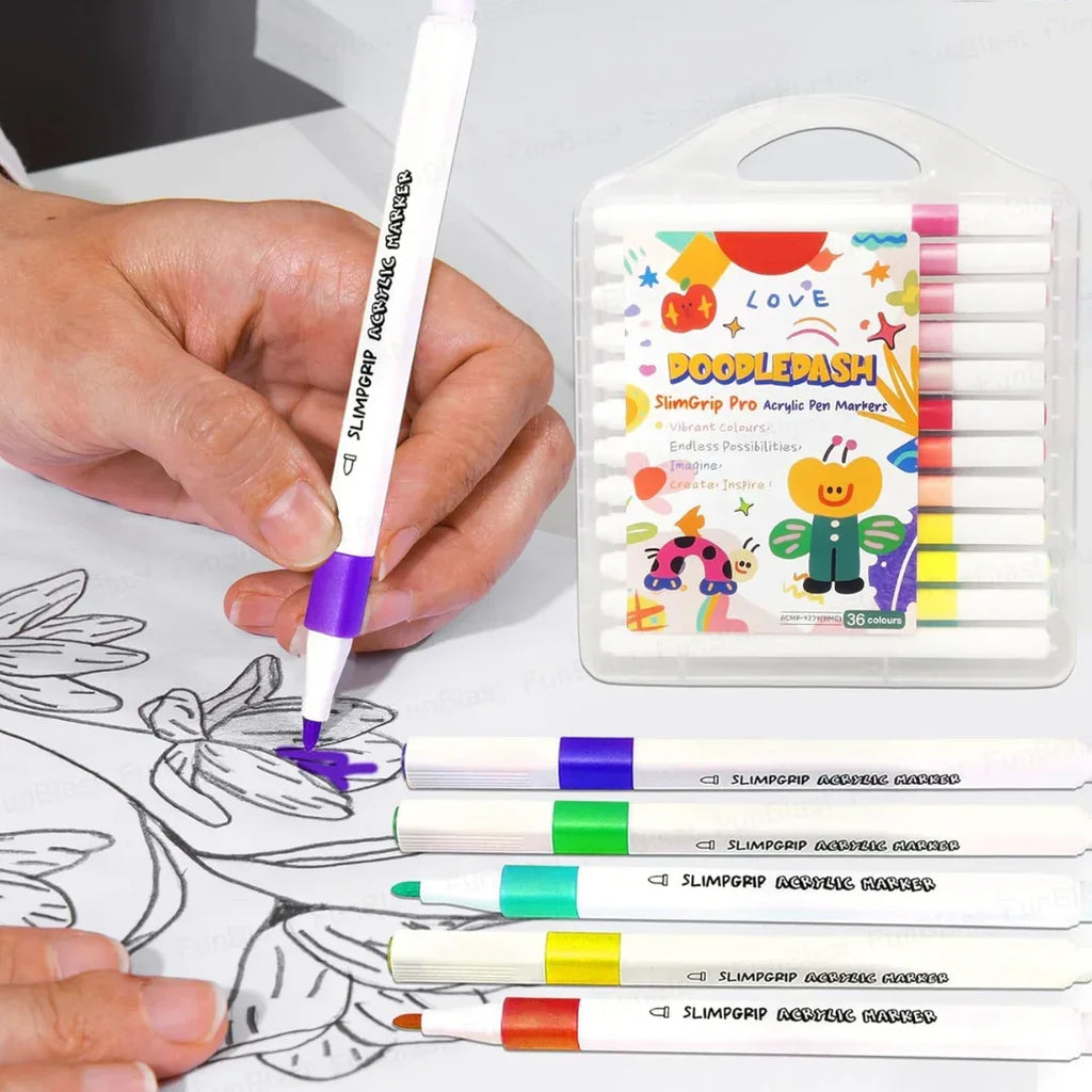Himic Acrylic Paint Marker Set – 36 Vibrant Water-Based Colors for Multi-Surface Art & DIY Creations (3 Years+) - Naivri