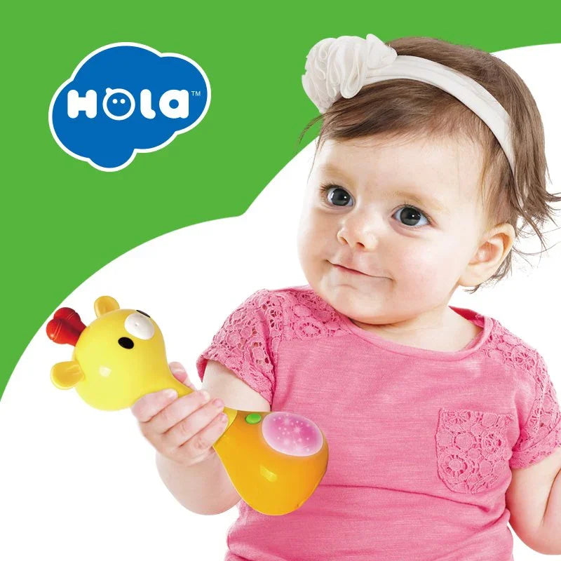 Hola 3134 Mini Rattle – Ergonomic Baby Rattle with Teether, Music & Lights for 3M+ Infants - Naivri
