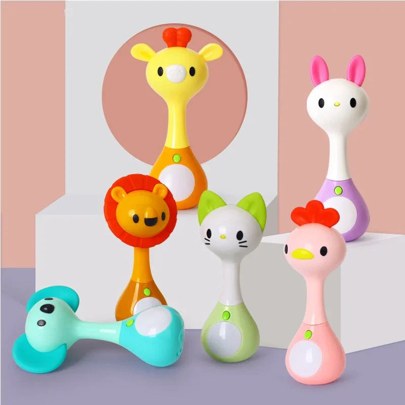 Hola 3134 Mini Rattle – Ergonomic Baby Rattle with Teether, Music & Lights for 3M+ Infants - Naivri