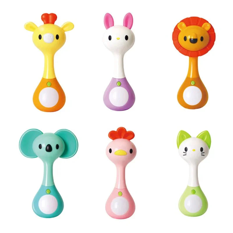 Hola 3134 Mini Rattle – Ergonomic Baby Rattle with Teether, Music & Lights for 3M+ Infants - Naivri