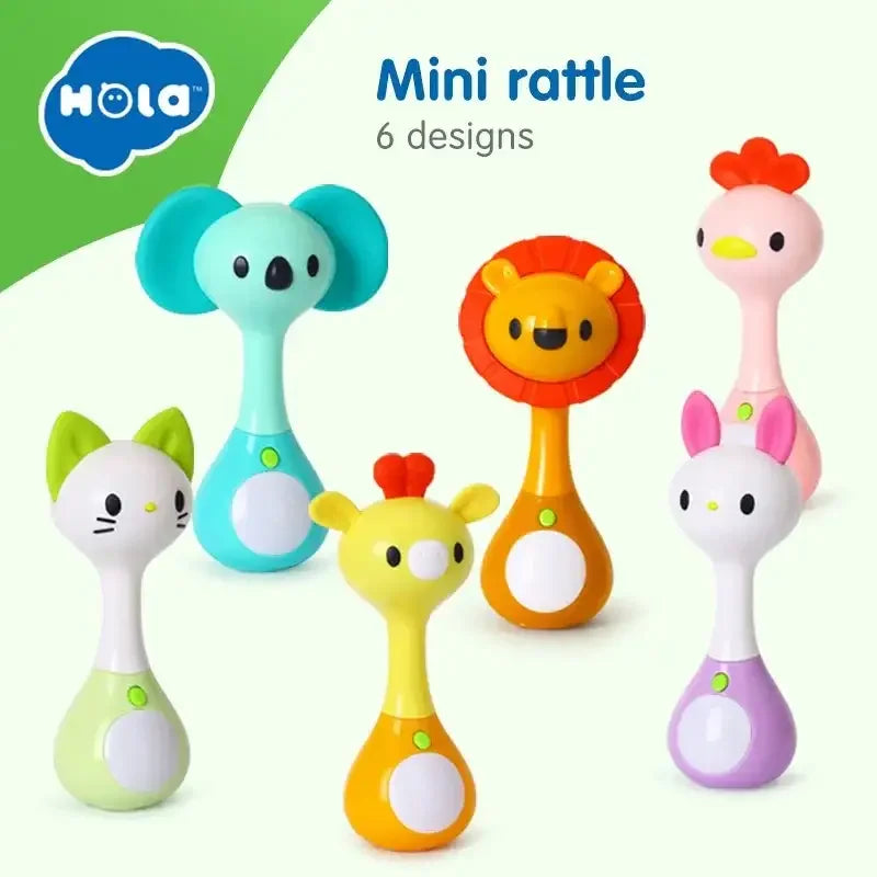 Hola 3134 Mini Rattle – Ergonomic Baby Rattle with Teether, Music & Lights for 3M+ Infants - Naivri