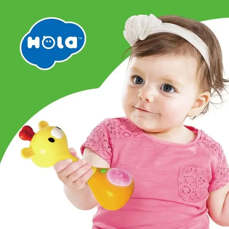Hola 3134 Mini Rattle – Ergonomic Baby Rattle with Teether, Music & Lights for 3M+ Infants - Naivri