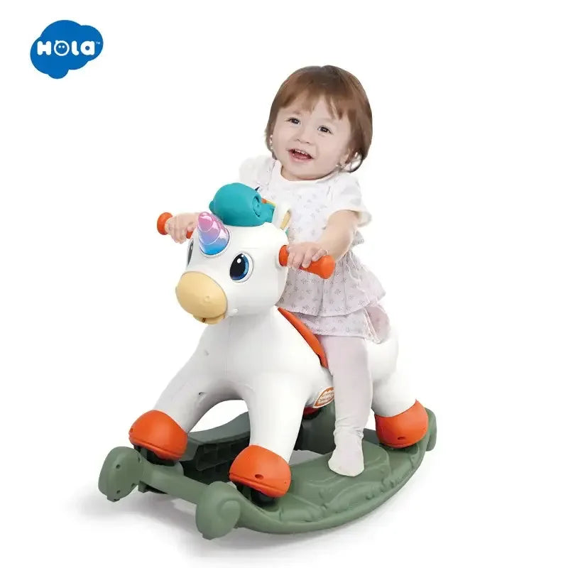 Hola HE898800 3-in-1 Rock & Ride Spray Unicorn – Interactive Ride-On Toy for Toddlers - Naivri