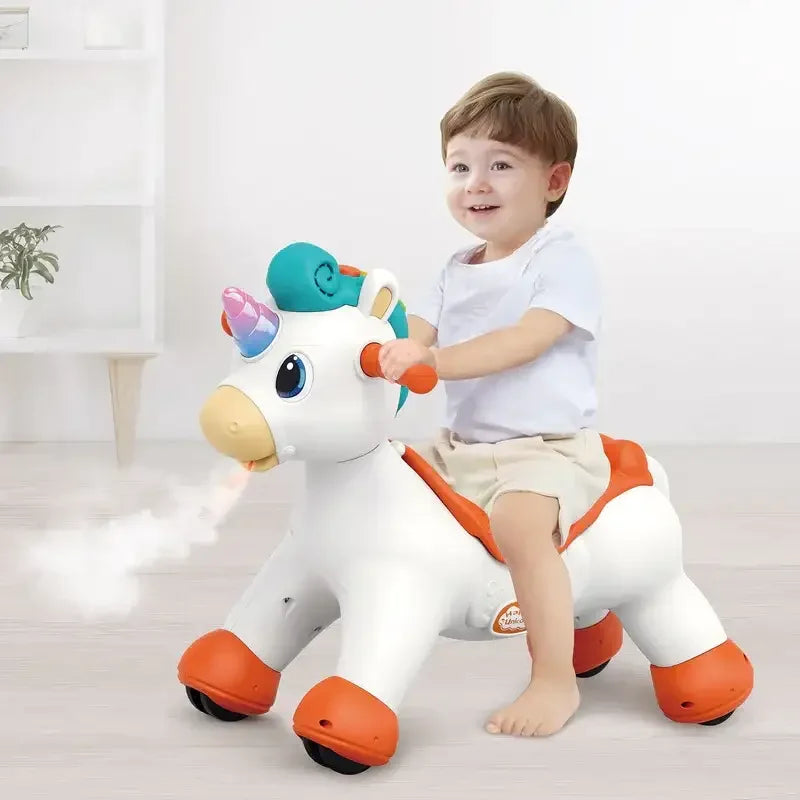 Hola HE898800 3-in-1 Rock & Ride Spray Unicorn – Interactive Ride-On Toy for Toddlers - Naivri