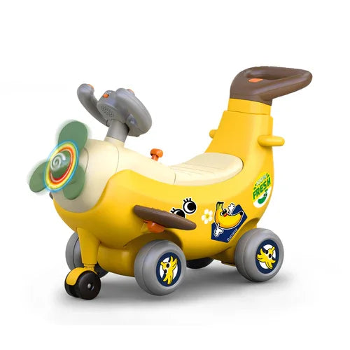 Hola HE9983 4-in-1 Ride-on & Push Around Banana Plane – Multifunctional Toddler Ride-On Toy - Naivri