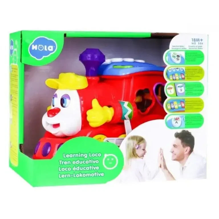 Hola Learning Loco Educational Toy Train | Shape Sorter, Sound Effects & Obstacle-Avoidance Movement | Early Learning Activity Toy for Toddlers - Naivri