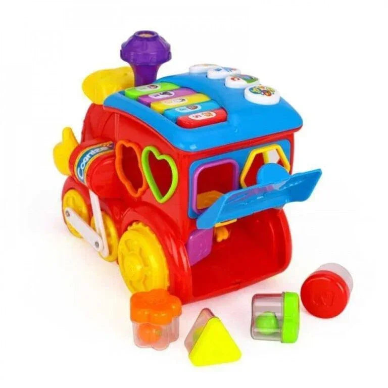 Hola Learning Loco Educational Toy Train | Shape Sorter, Sound Effects & Obstacle-Avoidance Movement | Early Learning Activity Toy for Toddlers - Naivri