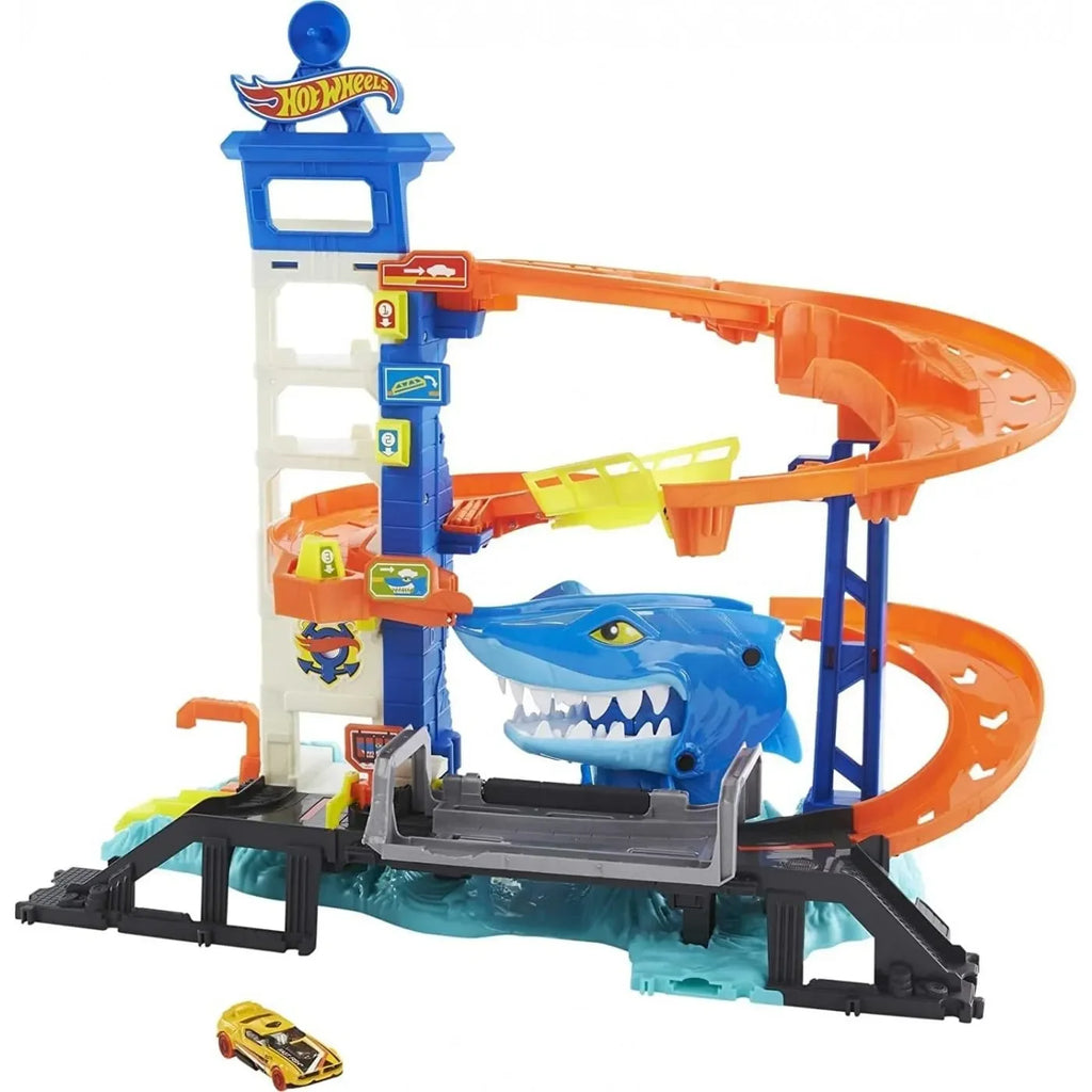 Hot Wheels City Shark Escape Playset HDP06 – Multi-Level Action Track Set with Shark Trap | 1:64 Scale | Compatible with Hot Wheels Tracks - Naivri