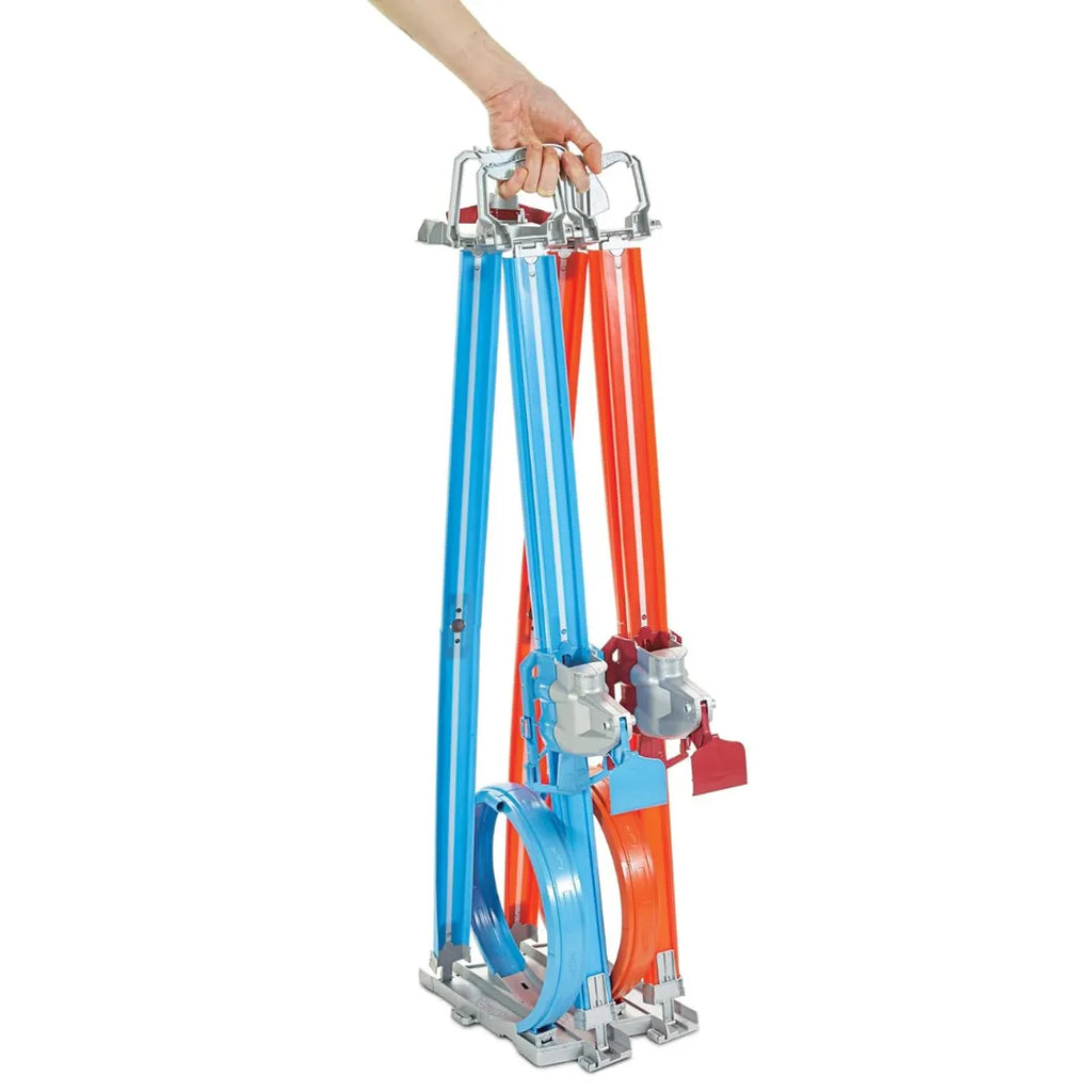 Hot Wheels Double Loop Dash GFH85 – Dual Loop Drag Race Track Set with Launcher & Winner Flag | 12+ ft Track | Includes 1 Hot Wheels Car - Naivri